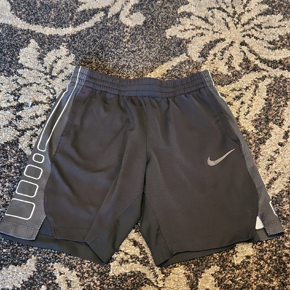 Nike Black Girls' Athletic Shorts with Gray Swoosh